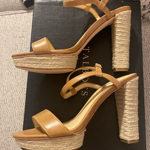 NEW Talbots "Maggie" Jute wrapped platform heel color Dark Amber size 7M - Picture 3 of 6